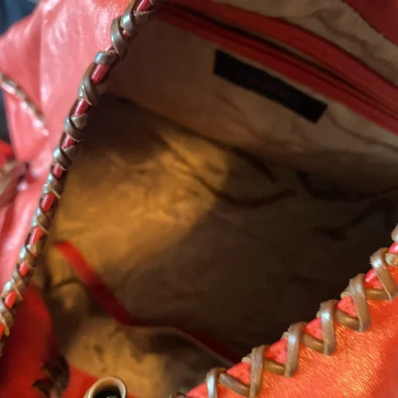 Custom made Anthony Luciano leather red brown hobo bag purse tassels - Picture 13 of 13